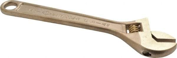 Ampco - 1-1/8" Jaw Capacity, 8" Nonsparking Adjustable Wrench - Aluminum Bronze, Plain Finish - Apex Tool & Supply