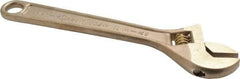 Ampco - 1-1/8" Jaw Capacity, 8" Nonsparking Adjustable Wrench - Aluminum Bronze, Plain Finish - Apex Tool & Supply