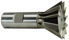 Keo - 1-3/8" Diam x 3/8" Width of Cut, 45° Included Angle, High Speed Steel Dovetail Cutter - 5/8" Shank Diam, 1-15/16" Shank Length, 2-7/8" Overall Length, Weldon Flat, Uncoated - Apex Tool & Supply