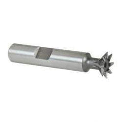 Keo - 1/2" Diam x 1/8" Width of Cut, 45° Included Angle, High Speed Steel Dovetail Cutter - 3/8" Shank Diam, 1-11/16" Shank Length, 2-1/8" Overall Length, Weldon Flat, Uncoated - Apex Tool & Supply