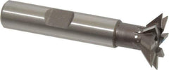 Keo - 3/4" Diam x 3/16" Width of Cut, 45° Included Angle, High Speed Steel Dovetail Cutter - 3/8" Shank Diam, 1-9/16" Shank Length, 2-1/8" Overall Length, Weldon Flat, Uncoated - Apex Tool & Supply
