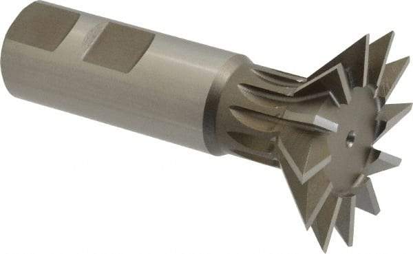 Keo - 1-7/8" Diam x 1/2" Width of Cut, 45° Included Angle, High Speed Steel Dovetail Cutter - 7/8" Shank Diam, 2-1/32" Shank Length, 3-1/4" Overall Length, Weldon Flat, Uncoated - Apex Tool & Supply
