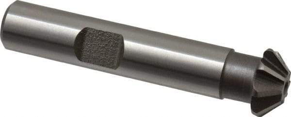 Keo - 1/2" Diam x 1/8" Width of Cut, 45° Included Angle, Shank Connection, High Speed Steel Single Angle Cutter - 3/8" Shank Diam, 2-1/8" Overall Length, Right Hand Cut, Uncoated - Apex Tool & Supply