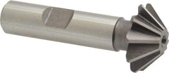 Keo - 1" Diam x 5/16" Width of Cut, 45° Included Angle, Shank Connection, High Speed Steel Single Angle Cutter - 1/2" Shank Diam, 2-1/2" Overall Length, Right Hand Cut, Uncoated - Apex Tool & Supply