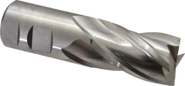 Niagara Cutter - 1-1/4", 2" LOC, 1-1/4" Shank Diam, 4-1/2" OAL, 4 Flute, Cobalt Square End Mill - Single End, Uncoated, Spiral Flute, 30° Helix, Centercutting, Right Hand Cut, Right Hand Flute, Series SPC408 - Apex Tool & Supply