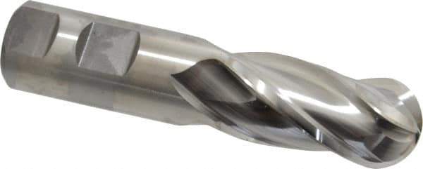 Niagara Cutter - 1" Diam, 2" LOC, 4 Flute Cobalt Ball End Mill - Uncoated, Single End, 4-1/2" OAL, 1" Shank Diam, Spiral Flute - Apex Tool & Supply