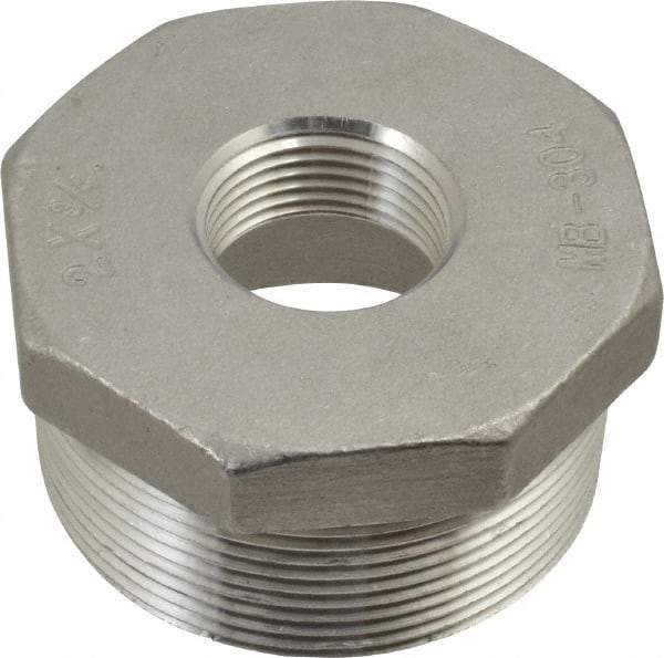 Merit Brass - 2 x 3/4" Grade 304 Stainless Steel Pipe Hex Bushing - MNPT x FNPT End Connections, 150 psi - Apex Tool & Supply