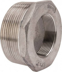 Merit Brass - 3 x 2" Grade 304 Stainless Steel Pipe Hex Bushing - MNPT x FNPT End Connections, 150 psi - Apex Tool & Supply