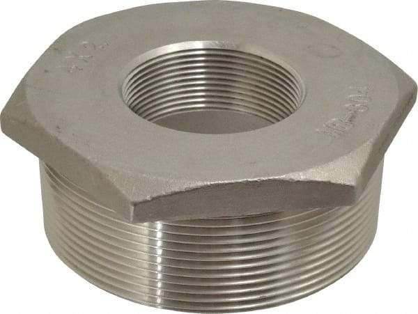 Merit Brass - 4 x 2" Grade 304 Stainless Steel Pipe Hex Bushing - MNPT x FNPT End Connections, 150 psi - Apex Tool & Supply