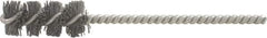 Brush Research Mfg. - 1.925" Diam Helical Nylon Tube Brush - Single Spiral, 0.04" Filament Diam, 3" Brush Length, 7" OAL, 0.292" Diam Galvanized Steel Shank - Apex Tool & Supply