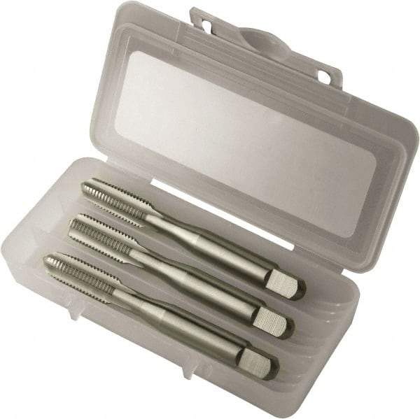 Vermont Tap & Die - M18x2.50 Metric, 4 Flute, Bottoming, Plug & Taper, Bright Finish, High Speed Steel Tap Set - Right Hand Cut, 4-1/32" OAL, 1-13/16" Thread Length, 6H Class of Fit, Series 3105M - Apex Tool & Supply