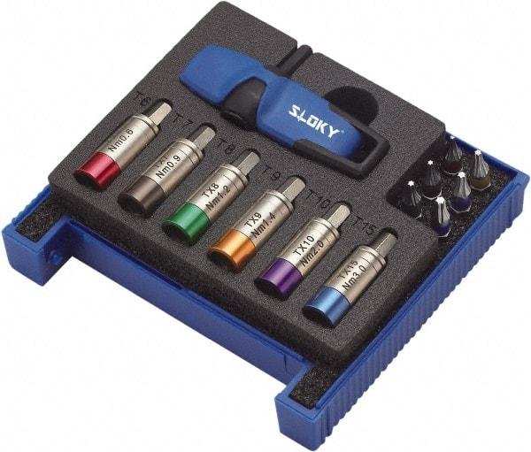 Sloky - 13 Piece, 0.6 to 3 N/m, TorxPlus Preset Torque Limiting Screwdriver - 1/4" Drive - Apex Tool & Supply