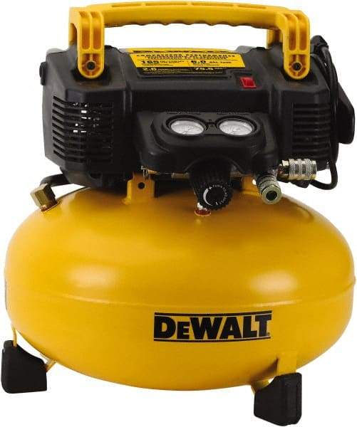 DeWALT - 0.9 hp, 2.6 SCFM at 90 psi, Pancake Compressor - 6 Gal Tank, 10 Amp, 165 psi, 120V (60 Hz) - Apex Tool & Supply