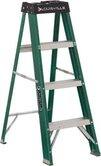 Louisville - 3 Steps, 4' High, Type II Rating, Fiberglass Step Ladder - Apex Tool & Supply