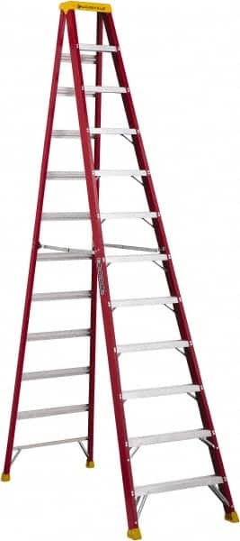 Louisville - 11 Steps, 12' High, Type IA Rating, Fiberglass Step Ladder - Apex Tool & Supply