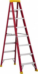 Louisville - 7 Steps, 8' High, Type IA Rating, Fiberglass Step Ladder - Apex Tool & Supply