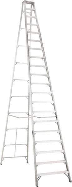 Louisville - 19 Steps, 20' High, Type IA Rating, Aluminum Step Ladder - 300 Lb Capacity, 43-3/4" Base Width - Apex Tool & Supply