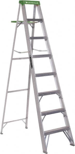 Louisville - 7 Steps, 8' High, Type II Rating, Aluminum Step Ladder - Apex Tool & Supply