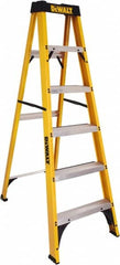 DeWALT - 4 Steps, 6' High, Type I Rating, Fiberglass Step Ladder - Apex Tool & Supply