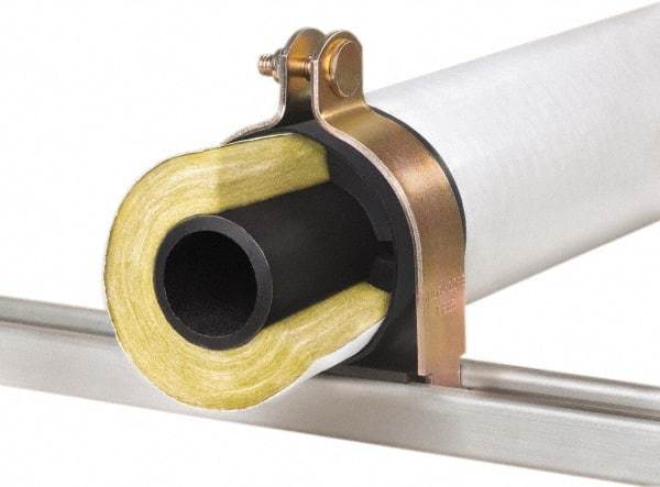 Klo-Shure - 1" Pipe, Zinc Plated Steel Strut Mount Insulation Coupling - Trivalent Zinc & Yellow - Apex Tool & Supply