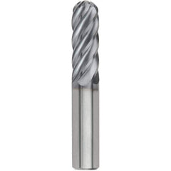 Kennametal - 3/8" Diam, 7/8" LOC, 6 Flute Solid Carbide Ball End Mill - AlTiN Finish, Single End, 2-1/2" OAL, 3/8" Shank Diam, Spiral Flute - Apex Tool & Supply