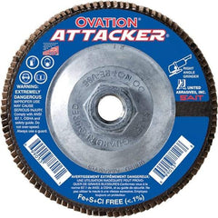 Sait - 40 Grit, 5" Disc Diam, 5/8-11 Center Hole, Type 27 Zirconia Alumina Flap Disc - 12,200 Max RPM, Fiberglass Backing, Arbor Attaching System, Coated - Apex Tool & Supply