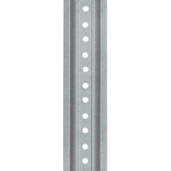Nucor - 12' High, Galvanized Traffic Sign Post - Steel, 3/8" Hole Diam, Silver - Apex Tool & Supply