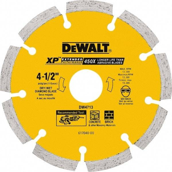 DeWALT - 5" Diam, 7/8" Arbor Hole Diam, 5 Tooth Wet & Dry Cut Saw Blade - Diamond Matrix, General Purpose Action, Standard Round Arbor - Apex Tool & Supply