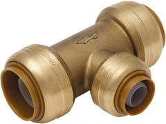 SharkBite - Brass & Chrome Pipe Fittings Type: Reducing Tee Fitting Size: 3/4 x 3/4 x 1/2 - Apex Tool & Supply