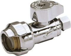 SharkBite - 1/2 & 3/8" Pipe, 200 psi WOG Rating, Brass Stop Valve - Chrome Finished Handle, Push Fit End Connections, For Potable Water Applications - Apex Tool & Supply