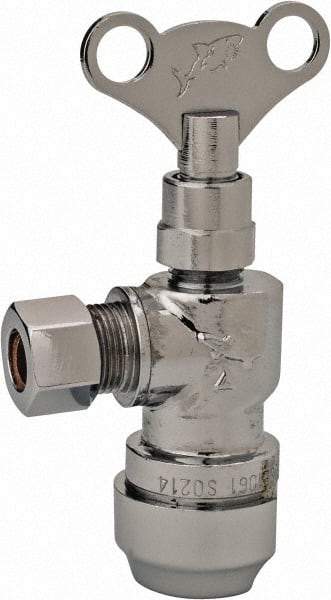 SharkBite - 1/2 & 3/8" Pipe, 200 psi WOG Rating, Brass Angle Stop Valve - Loose Key Handle, Push Fit End Connections, For Potable Water Applications - Apex Tool & Supply