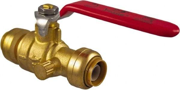 SharkBite - 3/4 x 3/4" Pipe, Standard Port, Brass Standard Ball Valve - Inline - Two Way Flow, Push-to-Connect x Push-to-Connect Ends, Steel Handle, 200 WOG - Apex Tool & Supply