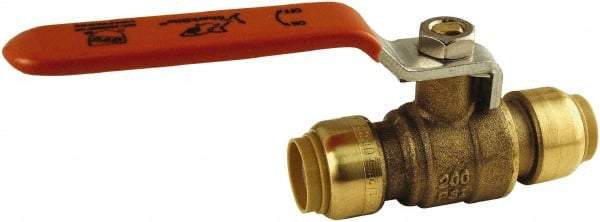 SharkBite - 1 x 1" Pipe, Standard Port, Brass Standard Ball Valve - Inline - Two Way Flow, Push-to-Connect x Push-to-Connect Ends, Steel Handle, 200 WOG - Apex Tool & Supply