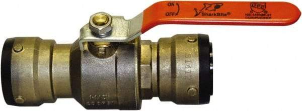SharkBite - 1-1/4" Pipe, Standard Port, Brass Standard Ball Valve - Inline - Two Way Flow, Push-to-Connect x Push-to-Connect Ends, Steel Handle, 200 WOG - Apex Tool & Supply