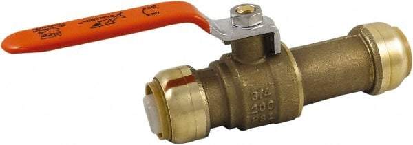 SharkBite - 3/4 x 3/4" Pipe, Standard Port, Brass Standard Ball Valve - Inline - Two Way Flow, Push-to-Connect x Push-to-Connect Ends, Steel Handle, 200 WOG - Apex Tool & Supply