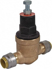 SharkBite - 1/2" Pipe, Push Fit End Connection, Bronze Body Pressure Regulating Valve - EPDM Seal, 200 psi Inlet Pressure, 10 to 70 psi Working Pressure - Apex Tool & Supply