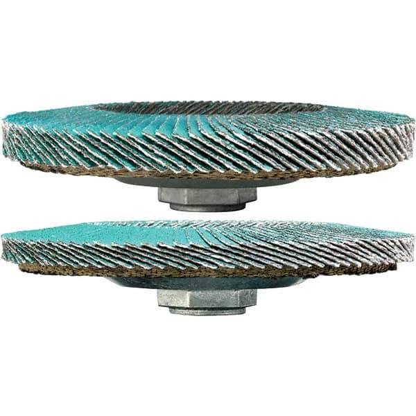 3M - 40 Grit, 4-1/2" Disc Diam, 5/8-11 Center Hole, Type 29 Zirconia Alumina Flap Disc - 13,300 Max RPM, Cloth Backing, Arbor Attaching System, Coated - Apex Tool & Supply