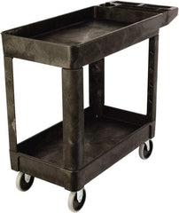Rubbermaid - 500 Lb Capacity, 18" Wide x 39" Long x 33-1/4" High Standard Utility Cart - 2 Shelf, Plastic, TPR Casters - Apex Tool & Supply