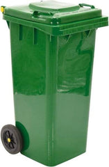 Vestil - 32 Gal Green Square Trash Can - Polyethylene, None Graphic, 38" High x 21-13/16" Long x 18-3/4" Wide, Lid Included - Apex Tool & Supply