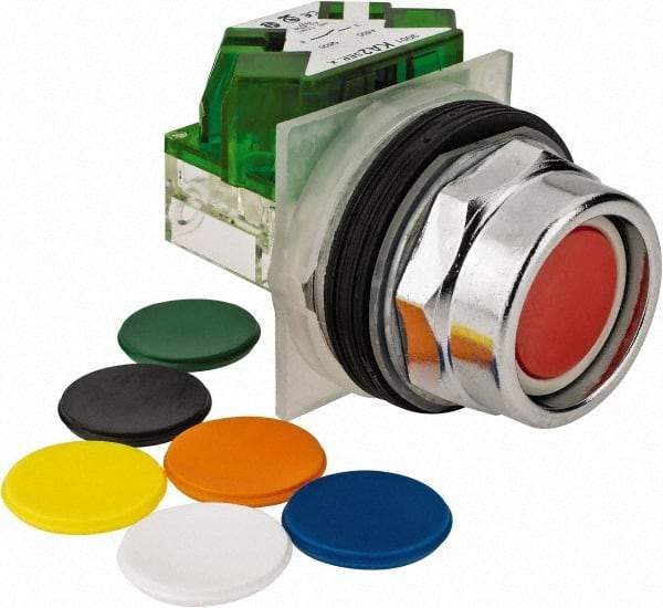 Schneider Electric - 30mm Mount Hole, Recessed, Pushbutton Switch with Contact Block - Octagon, Multicolor Pushbutton, Momentary (MO) - Apex Tool & Supply