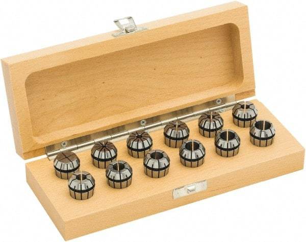Parlec - 12 Piece, 2mm to 13mm Capacity, ER Collet Set - 0.0002" TIR, Increments of 0.0394", Series ER20 - Exact Industrial Supply
