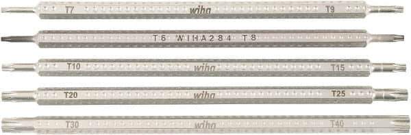 Wiha - 5 Piece, 1/4" Drive Screwdriver Insert Torx Bit Set - T6 to T40 Torx - Apex Tool & Supply
