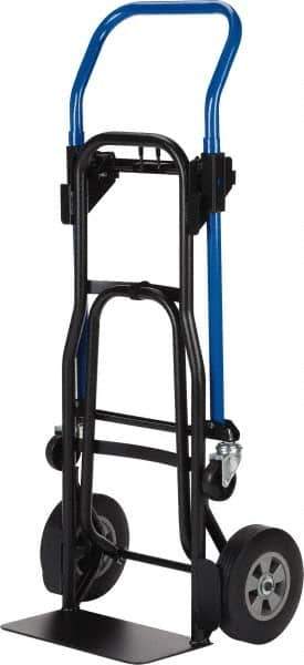 Harper Trucks - 500 Lb Capacity 44" OAH Quick Change Convertible Hand Truck - 14 x 7-1/2" Base Plate, Continuous Handle, Steel, Solid Rubber Swivel Wheels - Apex Tool & Supply