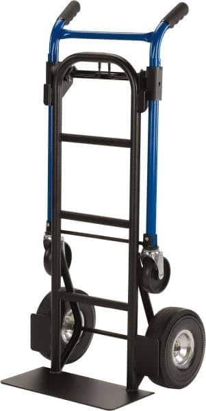 Harper Trucks - 900 Lb Capacity 48" OAH Quick Change Convertible Hand Truck - 18 x 9" Base Plate, Dual Handle, Steel, Swivel Polyurethane Wheels - Apex Tool & Supply