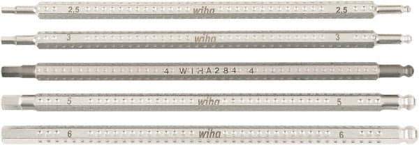 Wiha - 5 Piece Hex Drive Bit Set - Ball End Hex Point - Apex Tool & Supply