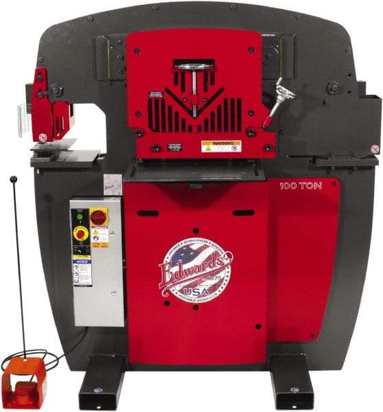 Edwards Manufacturing - 11" Throat Depth, 100 Ton Punch Pressure, 1-1/16" in 1" Punch Capacity Ironworker - 1 Phase, 230 Volts - Apex Tool & Supply