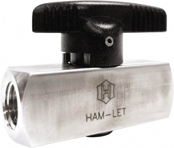 Ham-Let - 1/2" Pipe, 3,000 psi WOG Rating, 316/316L Stainless Steel, Inline, One Way Instrumentation Plug Valve - Wedge Handle, FNPT x FNPT End Connections, Reinforced PTFE Seal - Apex Tool & Supply