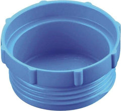Caplugs - Serrated Round Head, Threaded Plug - 45/64" Long, High-Density Polyethylene, Blue - Apex Tool & Supply