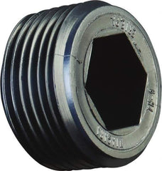 Caplugs - Round Head with Hex Socket, Threaded Plug - 5/16" Long, High-Density Polyethylene, Black - Apex Tool & Supply