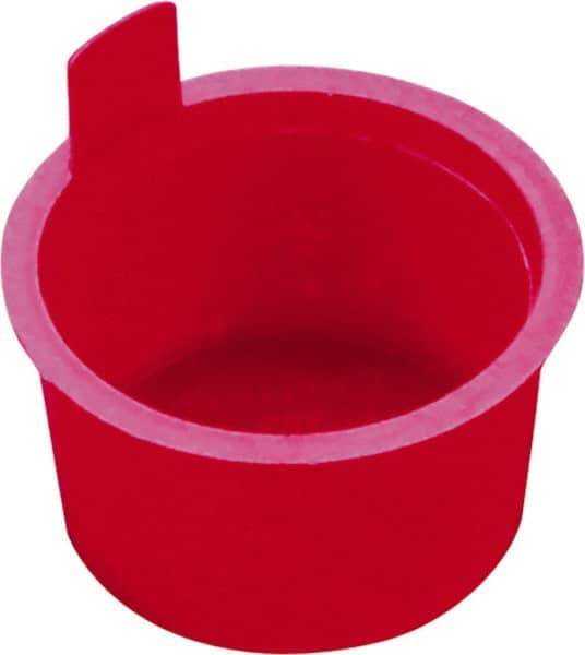 Caplugs - 0.727" ID, Pull-Tab, Round Head, Tapered Plug - 0.88" OD, 1/2" Long, Low-Density Polyethylene, Red - Apex Tool & Supply